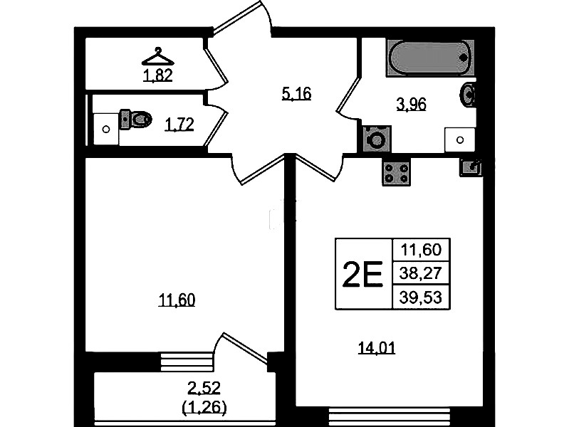 1-комнатная квартира 39.53 м², 1/19 эт., ЖК «Master Place»
